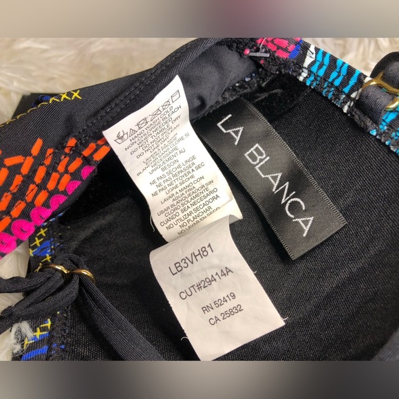 La Blanca Colorful Patterned Bandeau Bikini Top size 6 - Picture 13 of 16